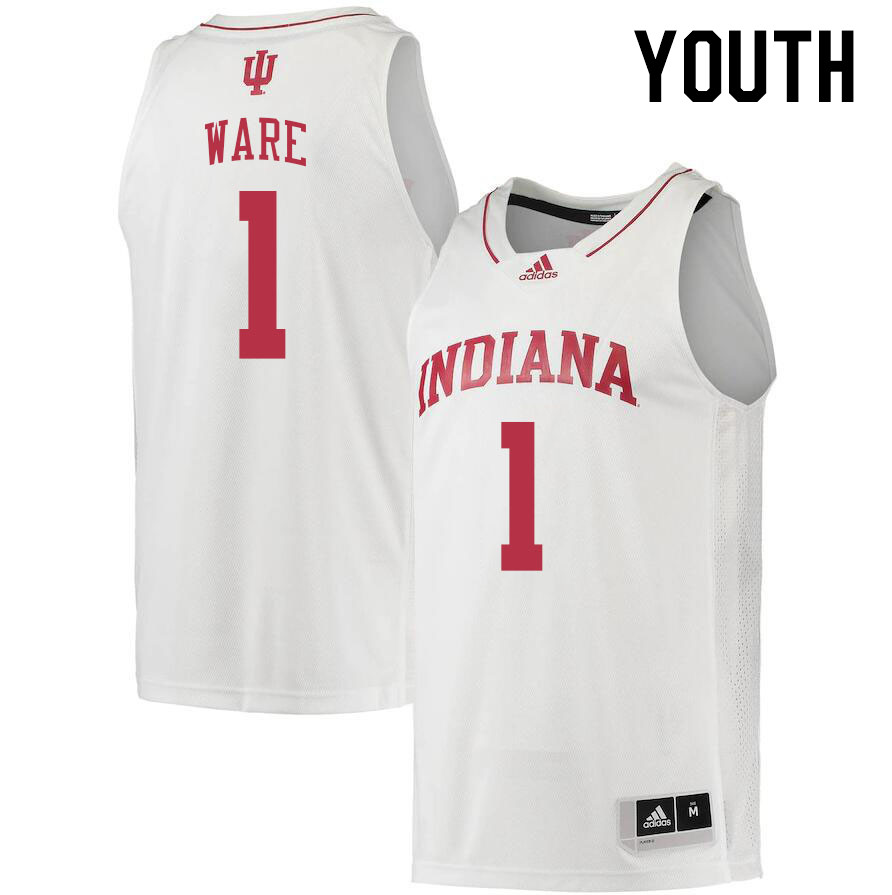 Youth #1 Kel'el Ware Indiana Hoosiers College Basketball Jerseys Stitched Sale-White